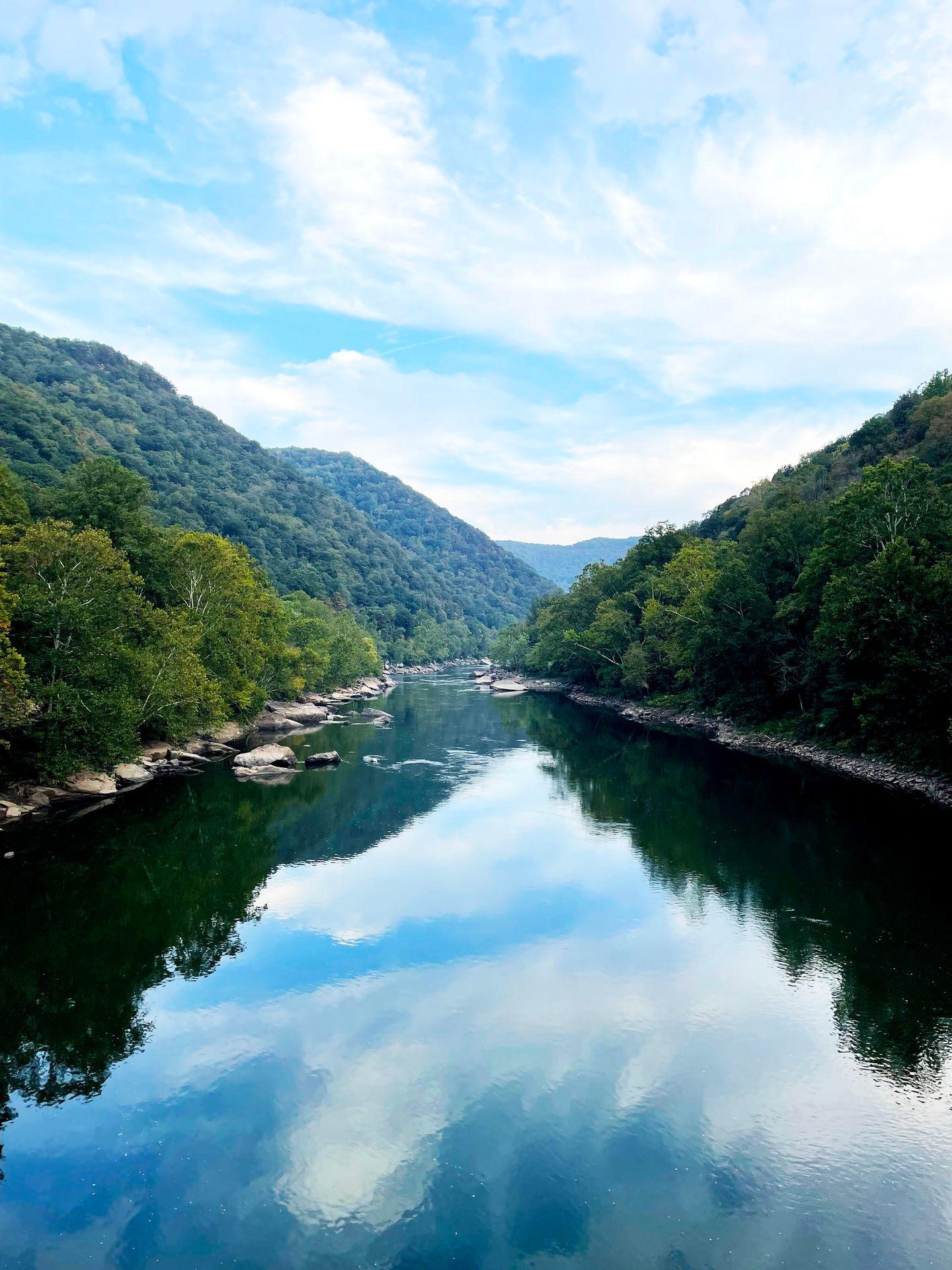 A close up view of the New River