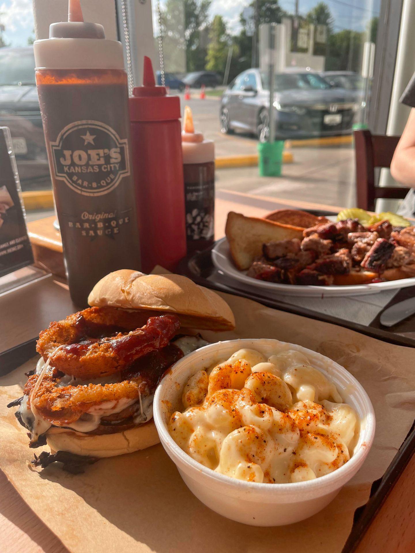 The vegetarian Z-Man sandwich with a side of mac and cheese at Joe's BBQ