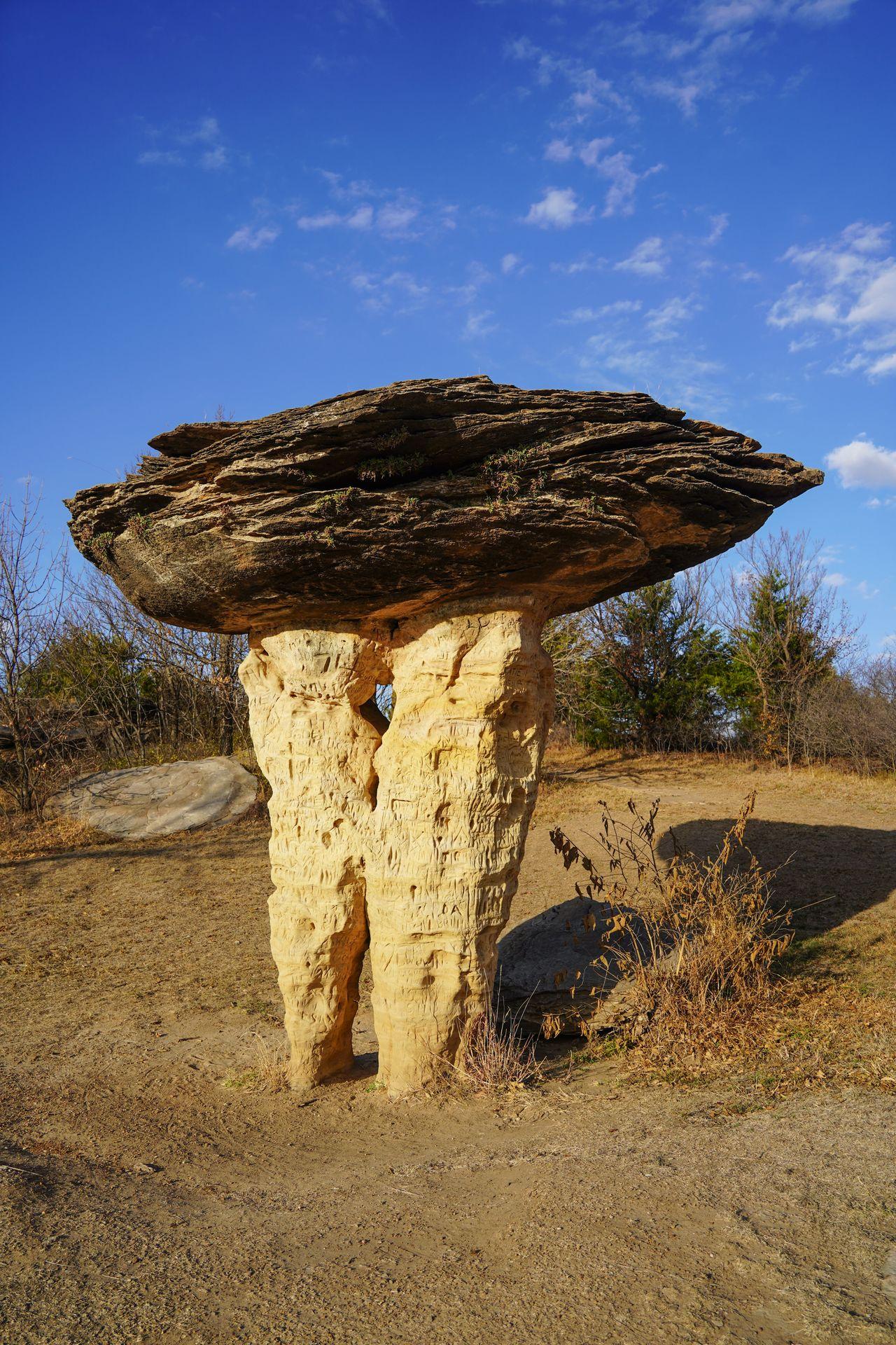 One of the mushroom rock formations at Mushroom Rock State Park