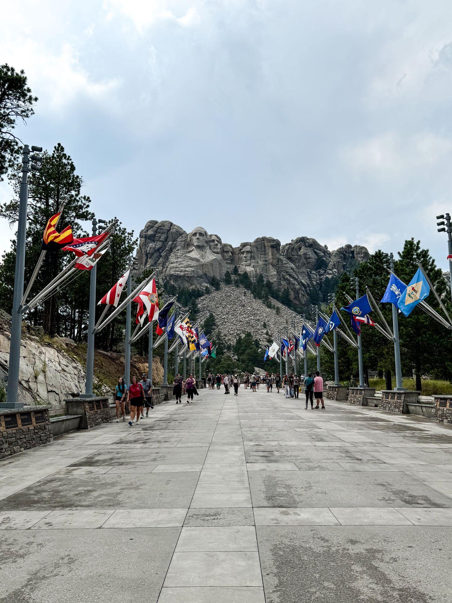 The path of flags that leads to the Mount Rushmore Monument