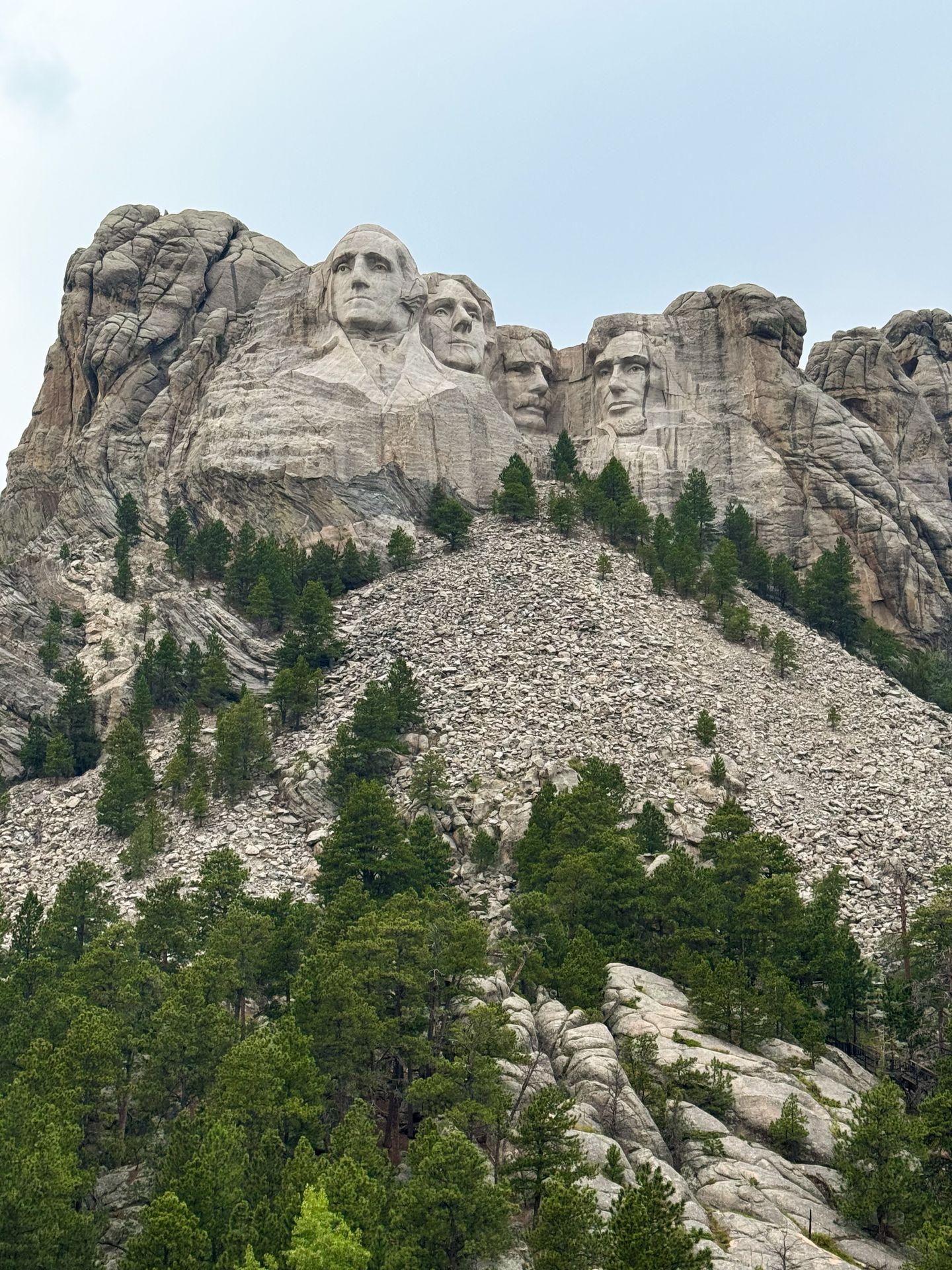 Looking up at Mount Rushmore