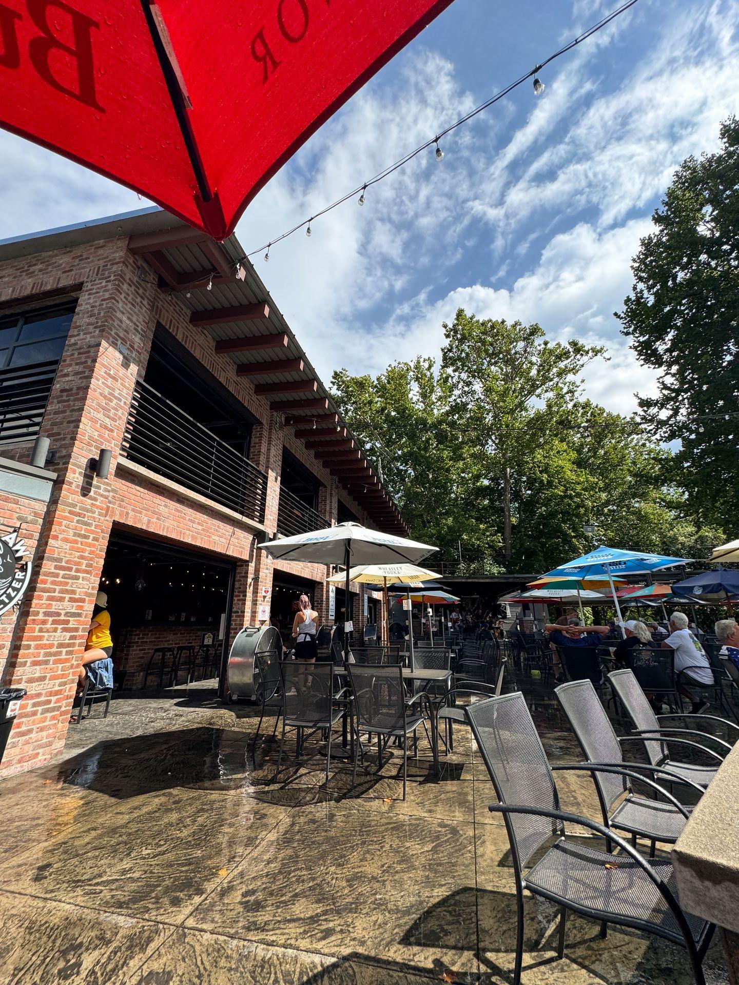 The outdoor patio space at Monkey Bar and Grille