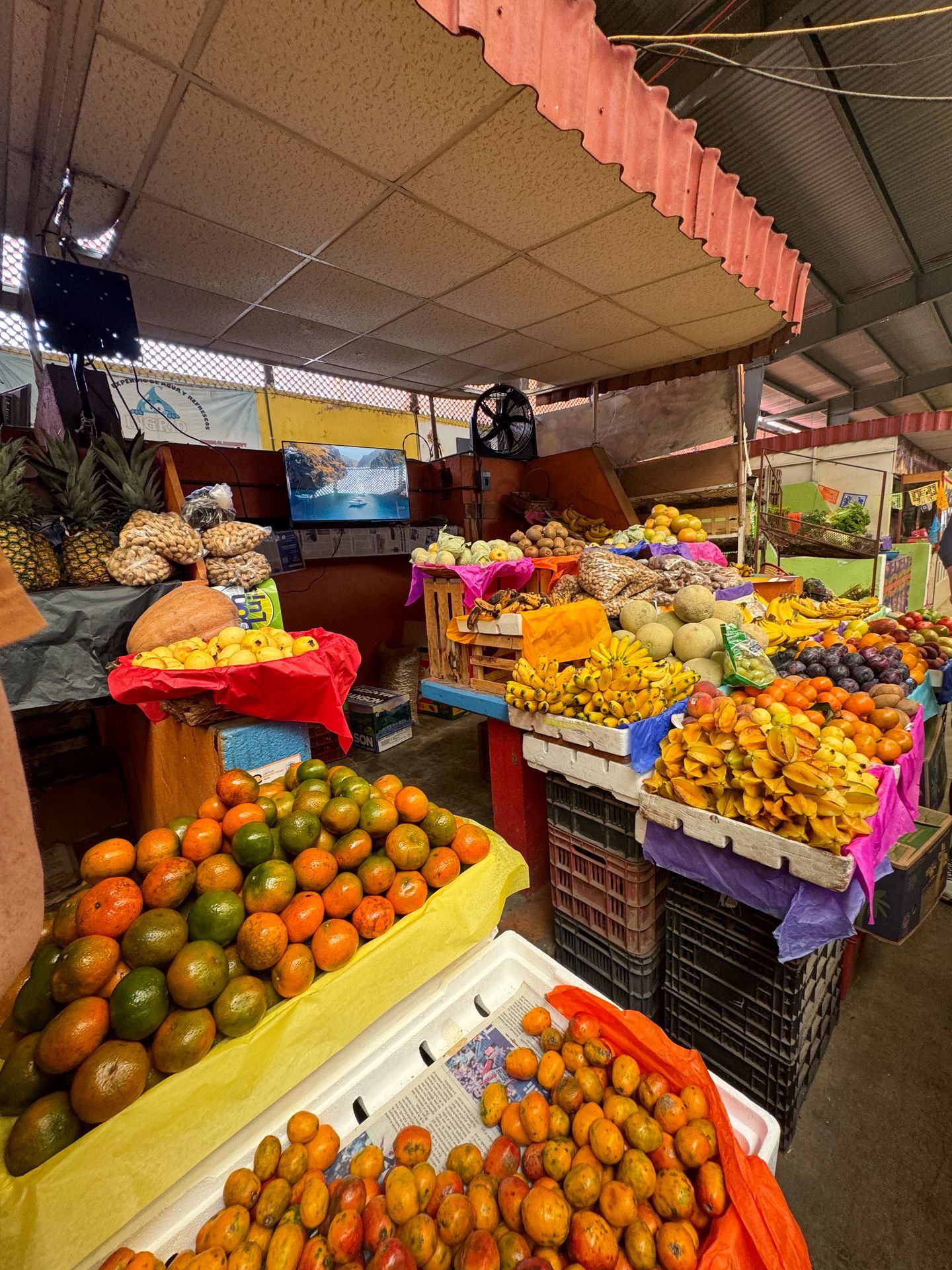 A market stall with lots of fruit