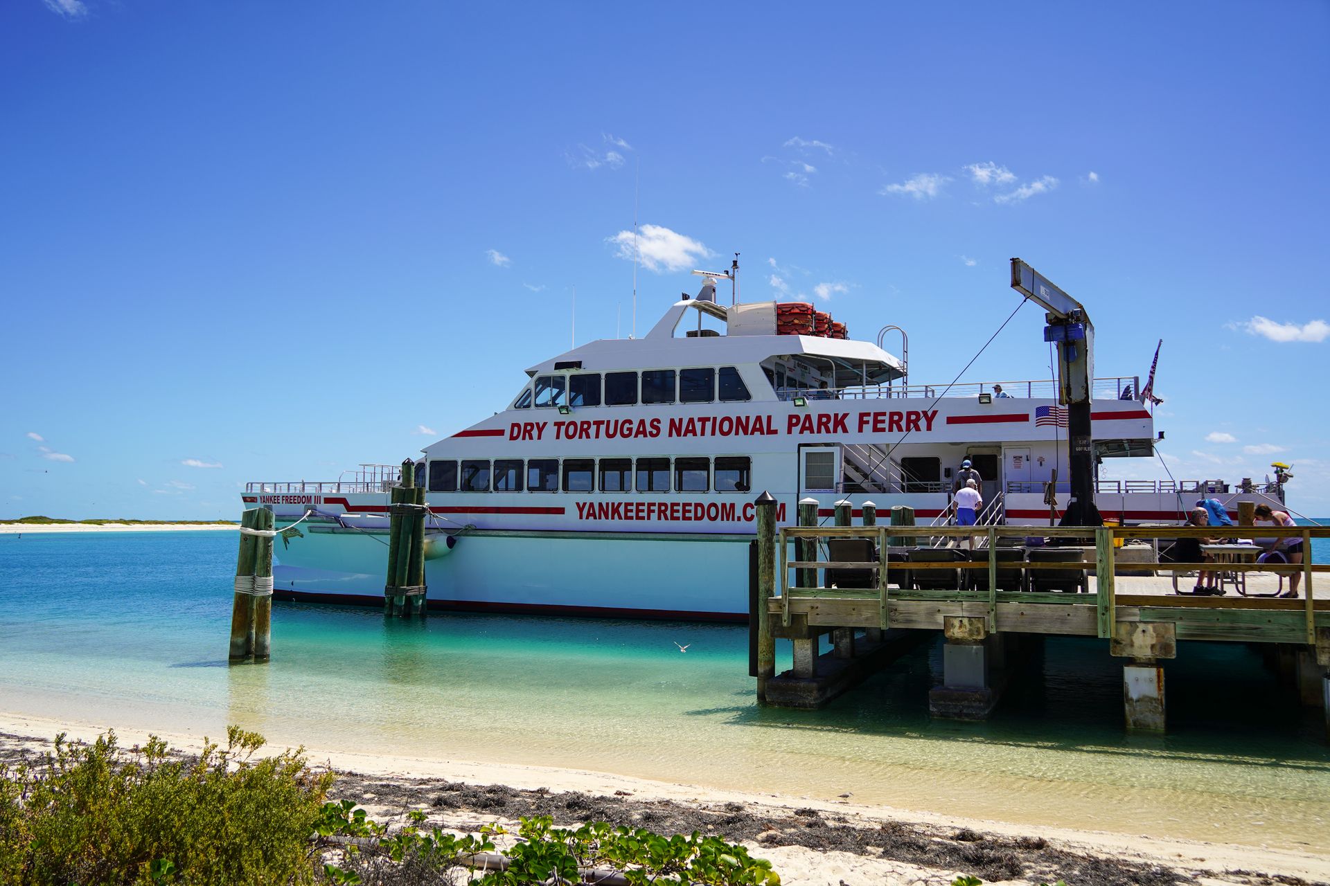 The ferry docked at Dry Tortugas National Park