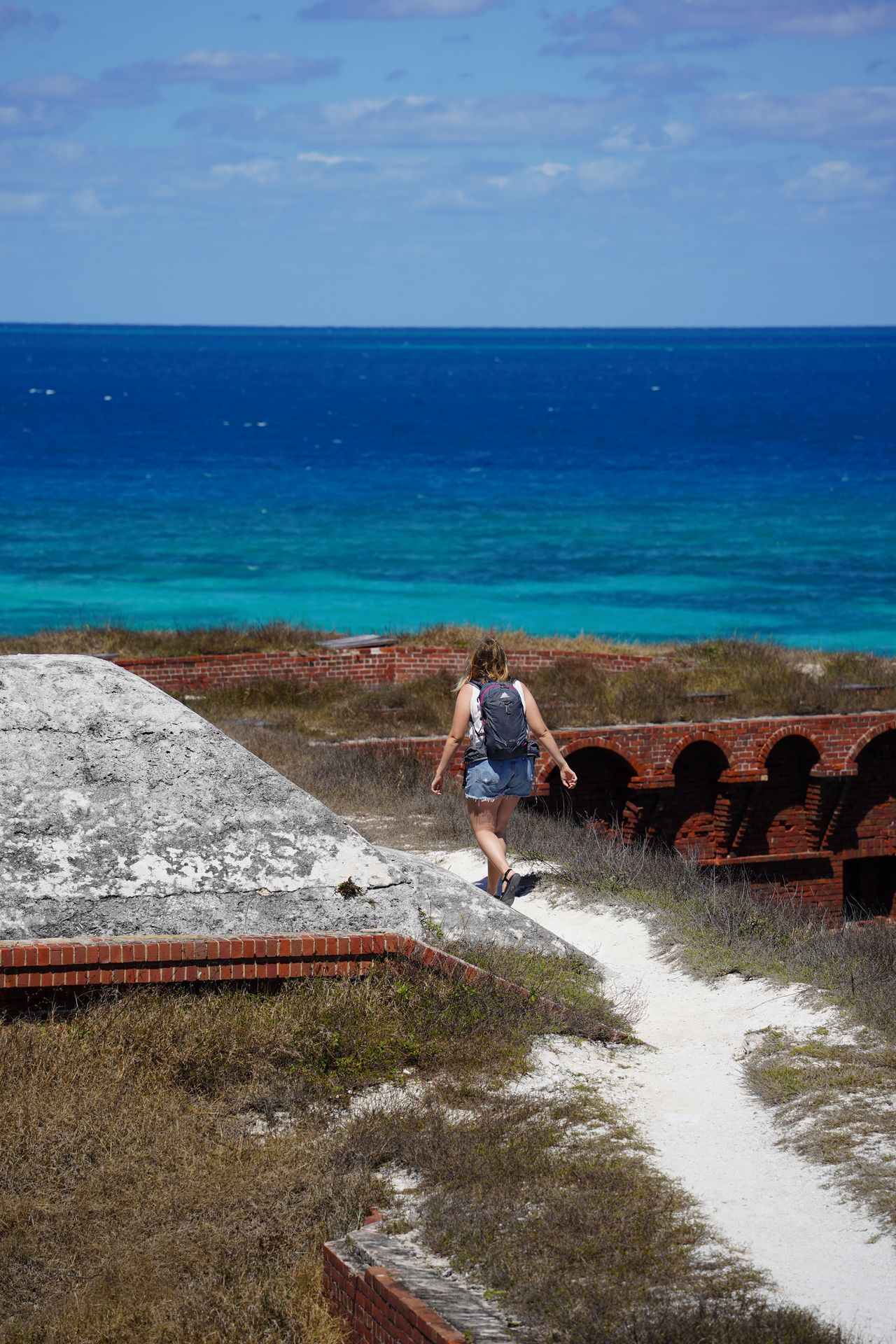 Lydia walking at the top level of Fort Jefferson