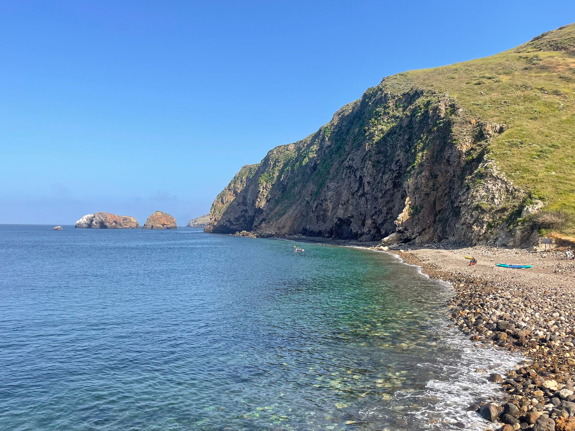 A beach area near the dock on Santa Cruz Island