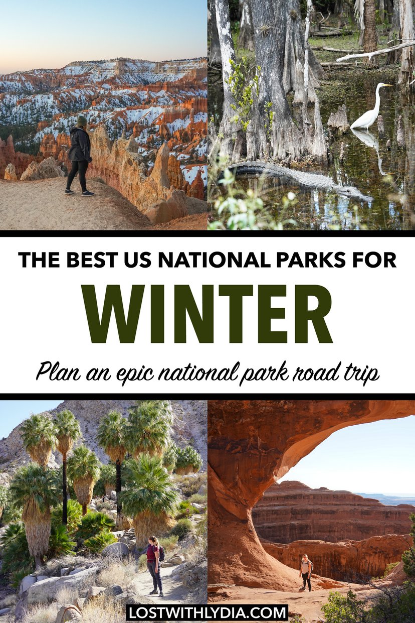 Learn about the best national parks to visit in the winter! From desert parks to tropical parks, winter is a great time for a national park vacation.