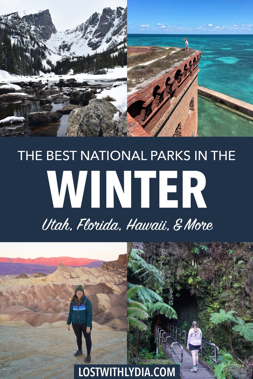 Learn about the best national parks to visit in the winter! From desert parks to tropical parks, winter is a great time for a national park vacation.